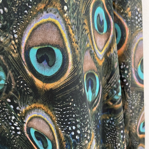 Peacock Feather Print Shift dress/tunic- Sz S - Picture 2 of 9